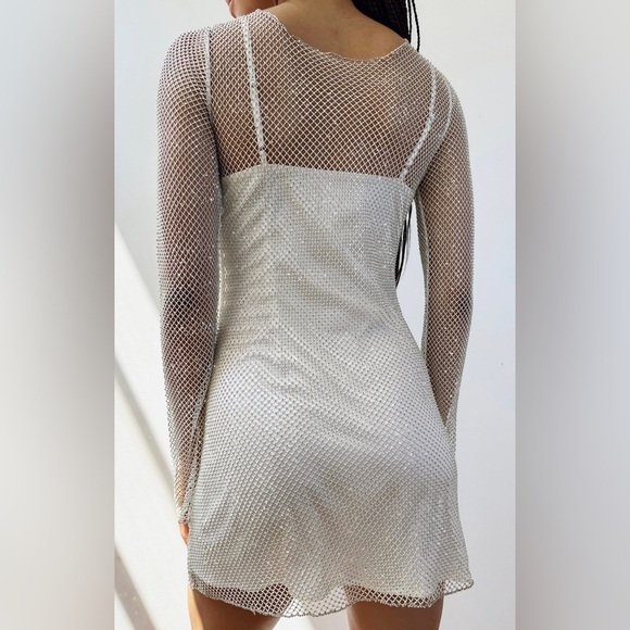 SHOW ME YOUR MUMU Iconic Mini Dress In White Glitz - Picture 2 of 6